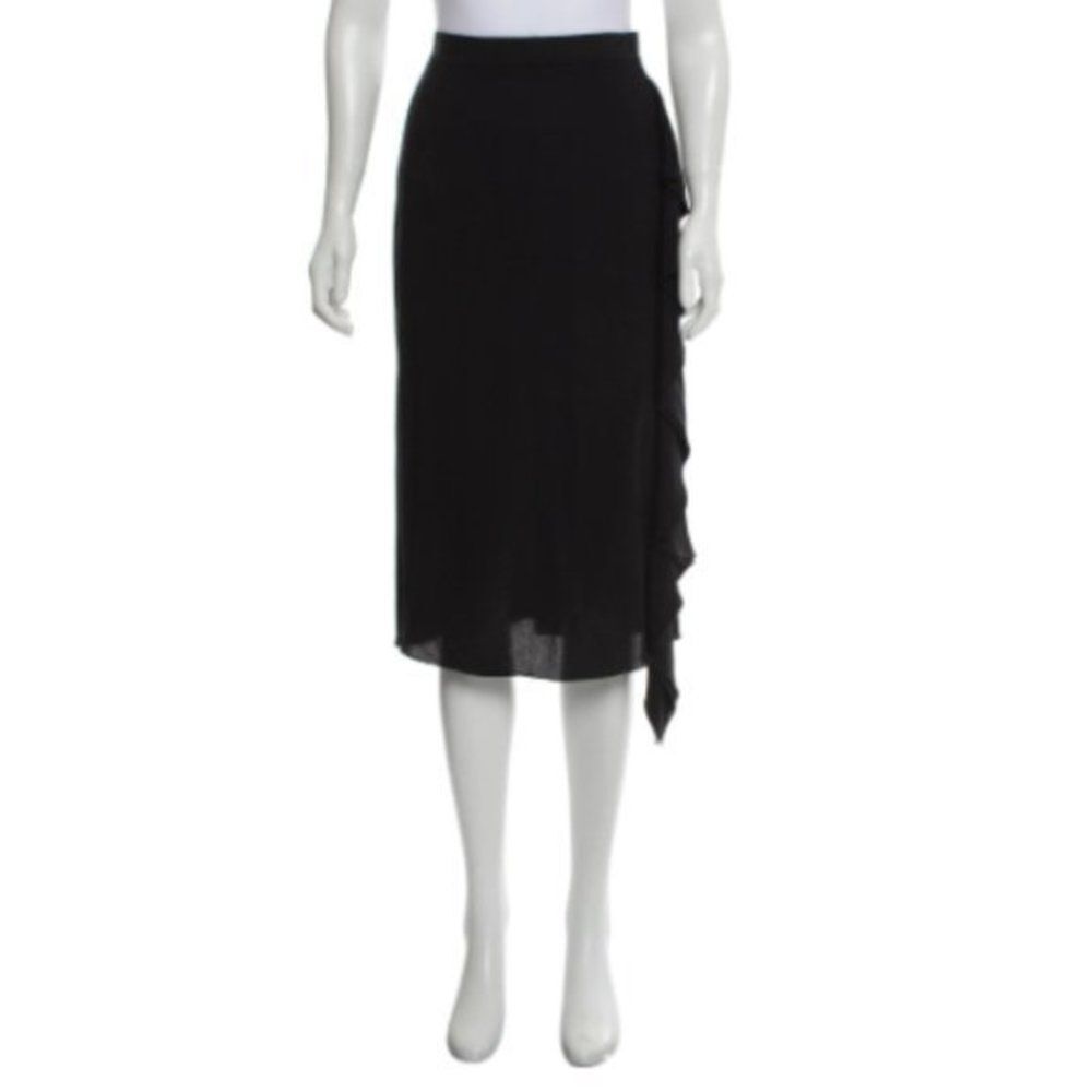 D&G Black Skirt US Size 10 Measures 28x27 IT46 Ruffle Trim Dolce & Gabbana